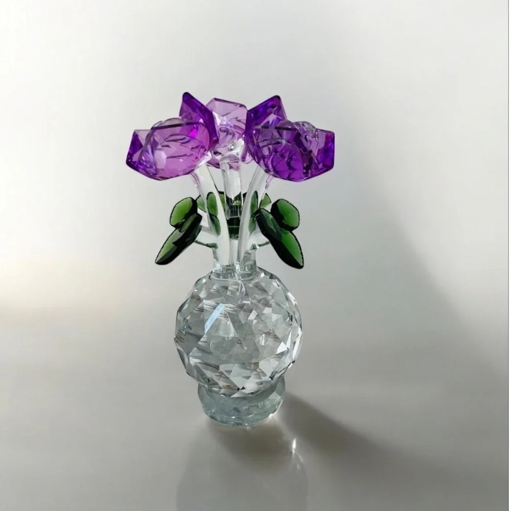 Crystal Flower Bouquet with Purple roses Accents